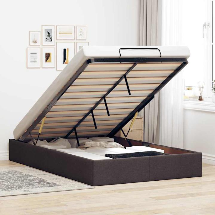 Produktbild VidaXL Ottoman-Bett ohne Matratze Dunkelbraun 120x190 cm Stoff (120 x 190 cm)