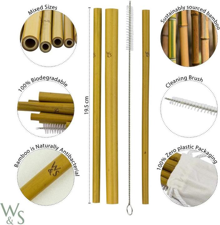 Produktbild Wild & Stone Bambus Trinkhalme, wiederverwendbar, 10er Pack (10 x)