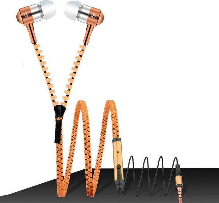 Produktbild Hermex In Ear ZIPPER Headset mit Fernbedienung ORANGE für alle Android Smartphones (Kabelgebunden)