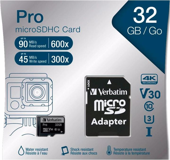 Immagine prodotto Verbatim Pro (32 GB, microSDHC, U3, UHS-I)