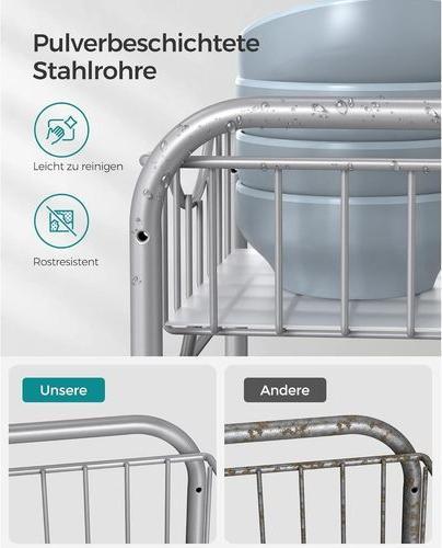 Actual product image Songmics Kitchen shelf 2 drawers silver