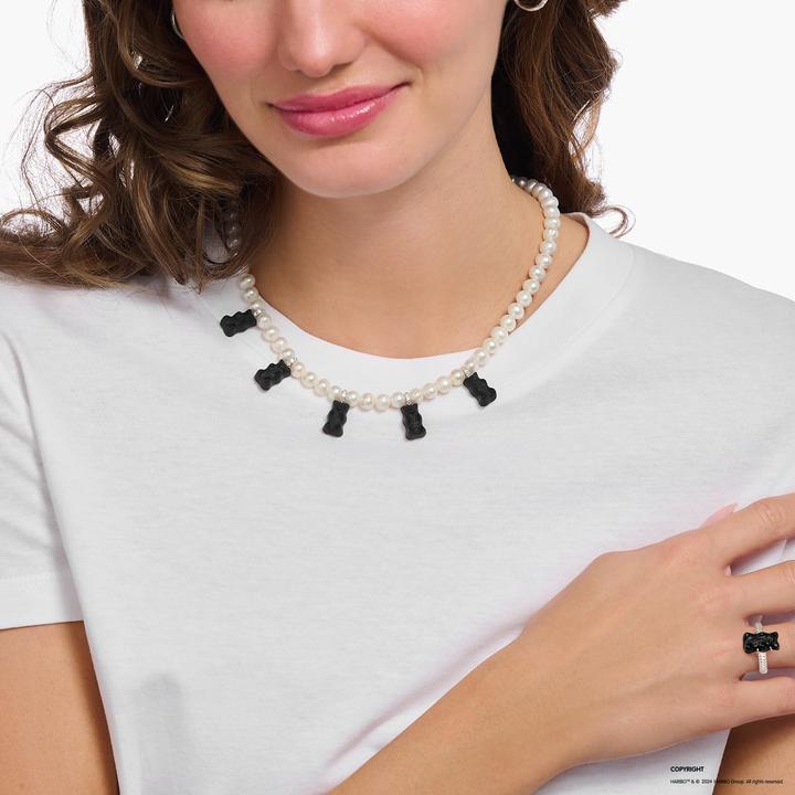 Immagine prodotto Thomas Sabo Collana di perle con orsetti in oro nero (Argento 925, 42 - 50 cm)