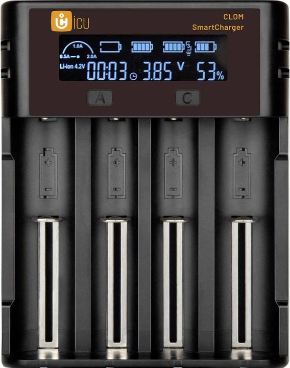 ICUserver ICU SmartCharger Ladegerät LiIon, NiMH, NiCd 14500, 16340, 18350, 18650, 21700 (Ladegerät ohne Akku)