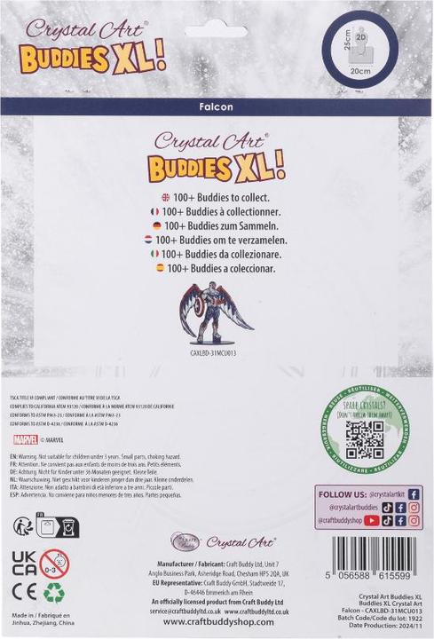 Actual product image Craft Buddy Falcon, Crystal Art XL Buddy, ca. 16x25cm
