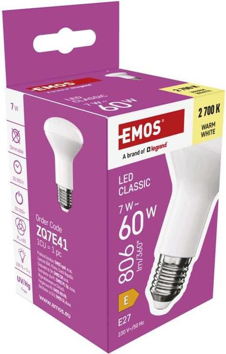 Produktbild Emos LED Lampe Classic R63 / E27 / 7 W (60 W) / 806 lm / Warmweiss (E27, 7 W, 806 lm, 1 x, E)