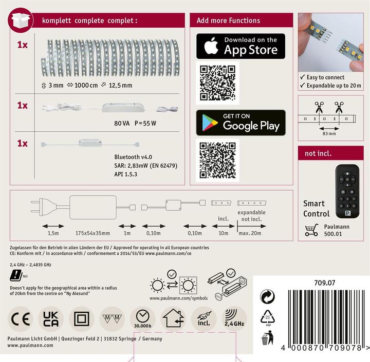 Produktbild Paulmann MaxLED 500 Stripe Set (Warmweiss, 1000 cm, Indoor)