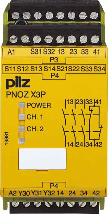 Image du produit Pilz GmbH & Co. KG Dispositif d'arrêt d'urgence PNOZ X3P 24-240VACDC 3n/o 1n/c 1so