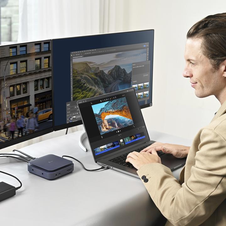 Actual product image j5Create JCD3196 Type-C Dock Dual 4K HDMI™, Black, Wired, USB 3.2 Gen 2 (3.1 Gen 2) Type-C, 140 W, 1 (2 Ports)