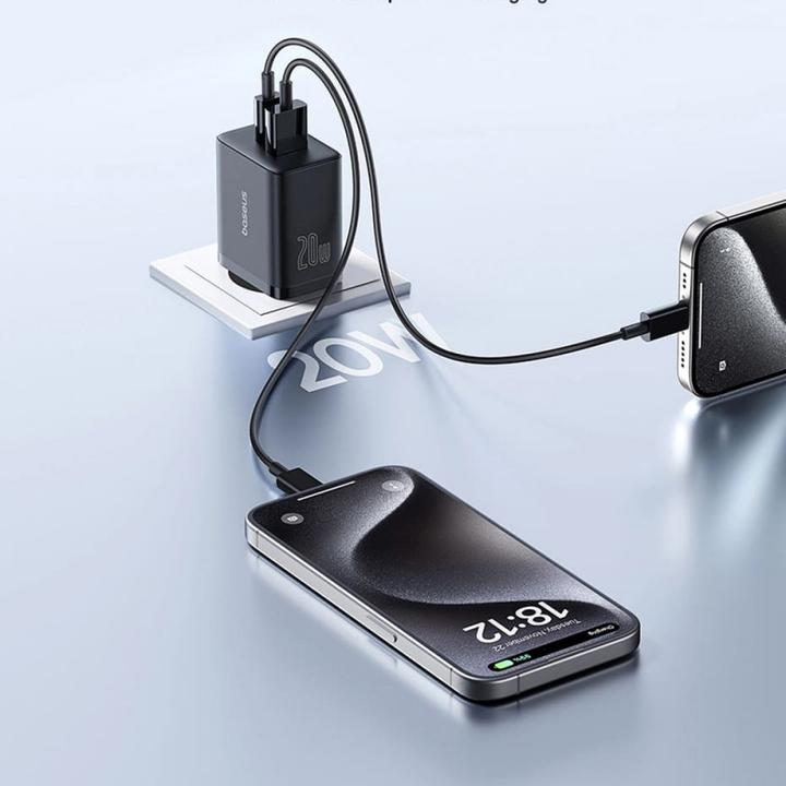Immagine prodotto Baseus Cube, 20W, 3A, 1 x USB-A - 1 x USB-C, nero (20 W)