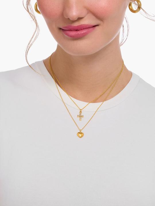 Image du produit Thomas Sabo Chaîne avec pendentif croix blanche plaqué or (Or jaune 750 plaqué or, Argent sterling 925, 38 - 45 cm)