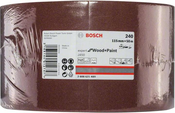Image du produit Bosch Professional Zubehör Feuille abrasive J450 Expert for Wood and Paint, 115 mm x 50 m, G240 (240)