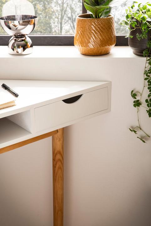 Produktbild FineBuy Eckschreibtisch Schreibtisch 80 cm Weiss Schubladen Tisch Platzsparend (80 x 80 x 78 cm)