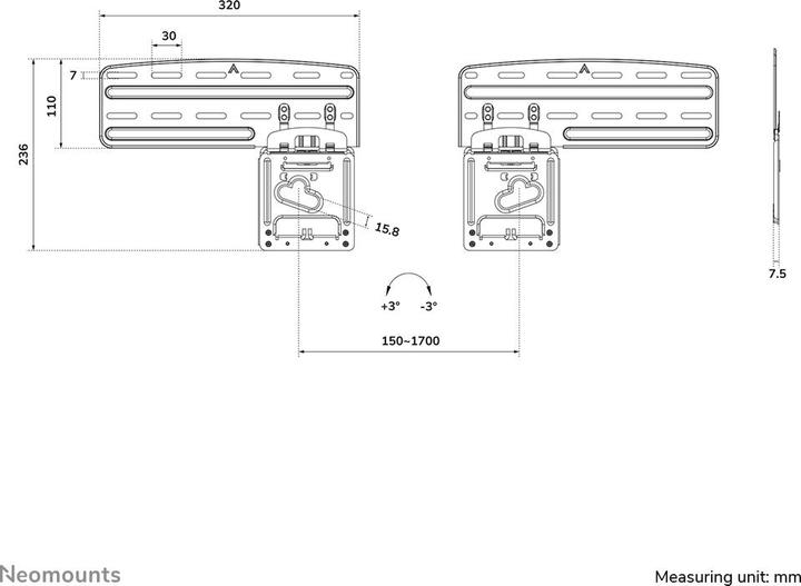 Produktbild Neomounts Wandhalterung 1200x600mm 60kg/43-85"/fix/schwarz/f?r Samsung (Wand, 85", 60 kg)