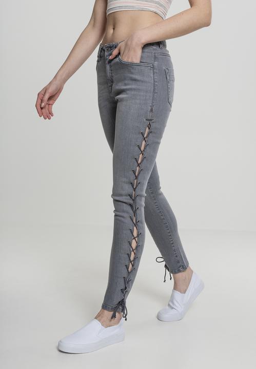 Actual product image Urban Classics Ladies Denim Lace Up Skinny Pants (29)