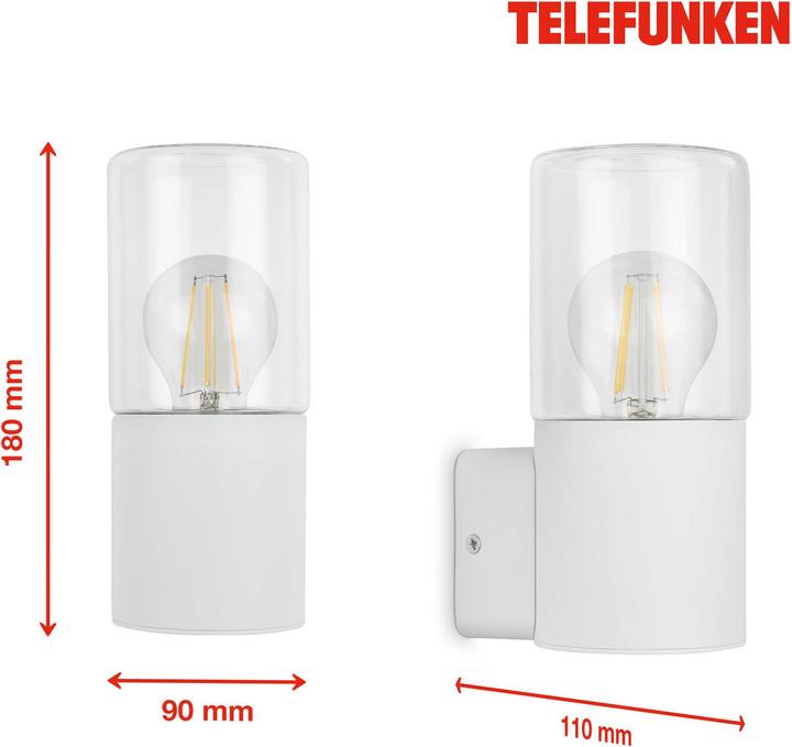 Produktbild Telefunken Aussenleuchte, weiss, 1xE27 exkl. (E27)