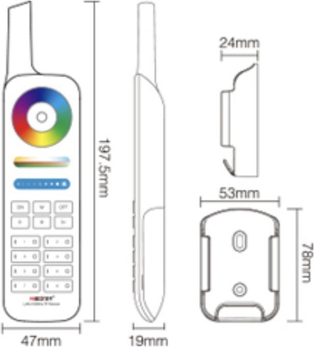 Produktbild Milight 433MHz 8-Zonen Fernbedienung RGB+KW/WW (RGBCCT)