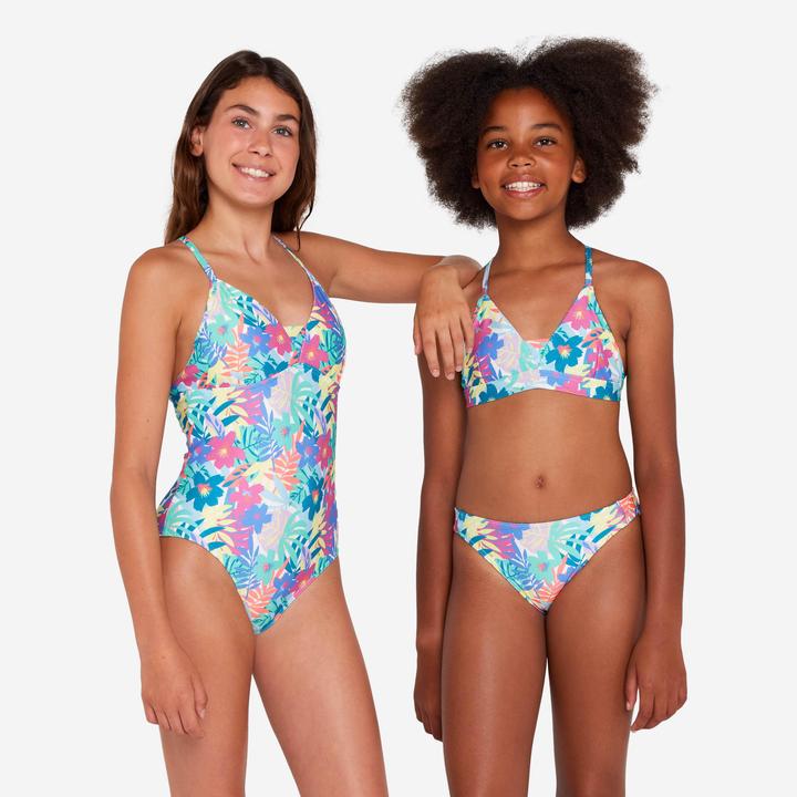 Image du produit Olaian Haut de maillot de bain fleuri surf Fille - Lizy cobe multicolore (140)