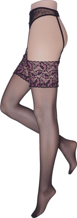 Image du produit Levee Satin Sheers Bas porte-jarretelles, couleur 695 noir-rose, taille 40-42 (20 DEN, 40 - 42)