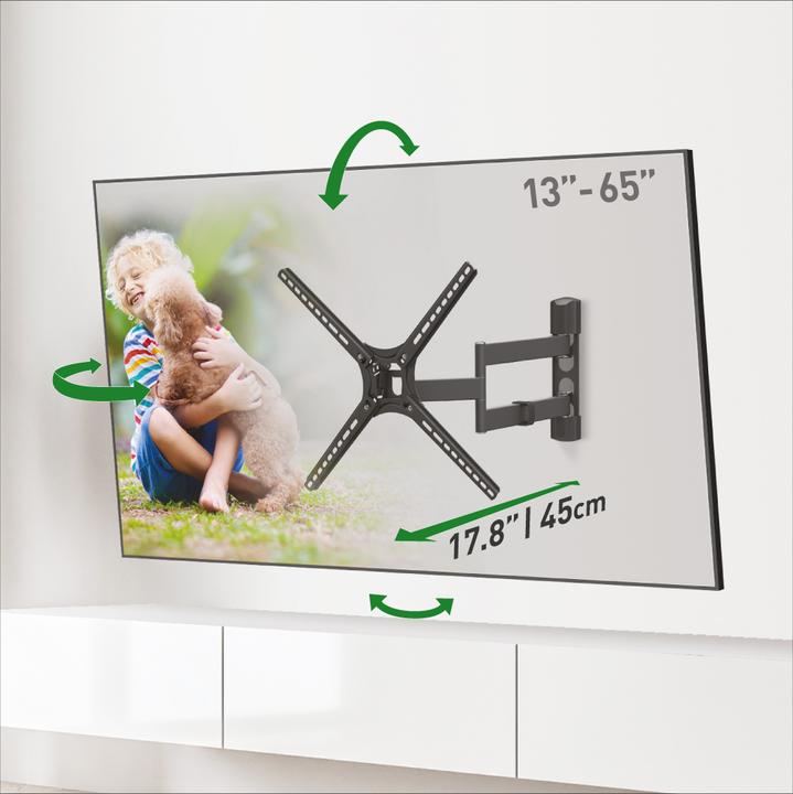 Produktbild Barkan BM343LP für 13"-65" Flat/Curved TV, 4 Scharniere, Wandmontage, erweitert (Wand, 65", 36 kg)