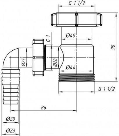 Produktbild Ani Plast OUTLET FOR WASHER ANI M110 1 1/2 X1 1/2 (Waschmaschinen-Siphon)