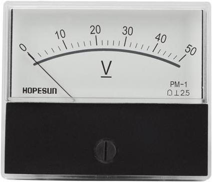 Actual product image Velleman ANALOGUE VOLTAGE PANEL METER 50V DC / 70 x 60mm