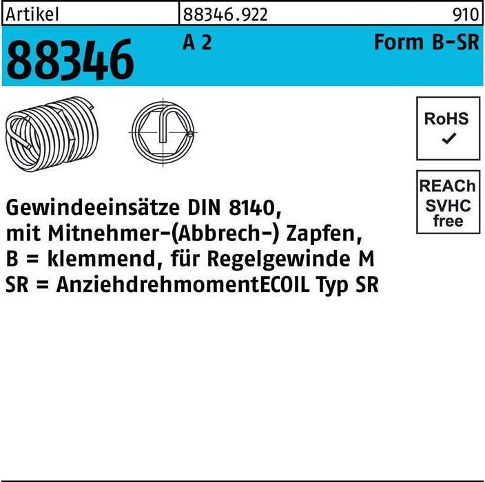 Produktbild Amecoil Gewindeeinsatz R 88346 Form B-SR BM 8 x 12 A 2