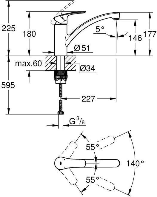 Produktbild Grohe Eurosmart Einhand-Spültischbatterie DN 15 1/2 Zoll - Chrom (33281003)
