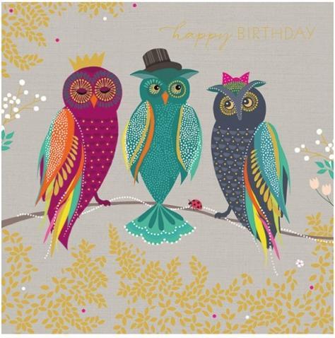 Produktbild The art file Geburtstagskarte Eulen - Happy Birthday von Sara Miller (1 Stk.)