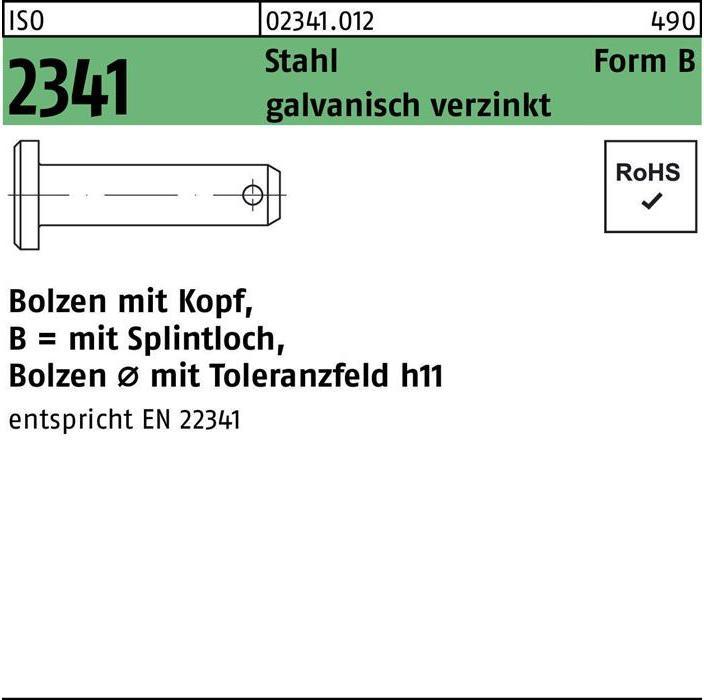 Image du produit Boulon ISO 2341 avec tête/trou à goupille B 20 x65 x57 acier électro-galvanisé
