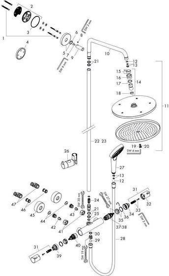 Actual product image hansgrohe HG Showerpipe CROMA SELECT 280 AIR 1JET DN 15 EcoSmart 9 l/min chrome