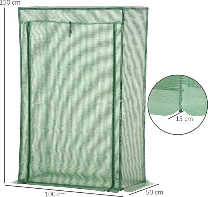 Image du produit Outsunny Serre en film plastique avec porte roulante et fermeture éclair