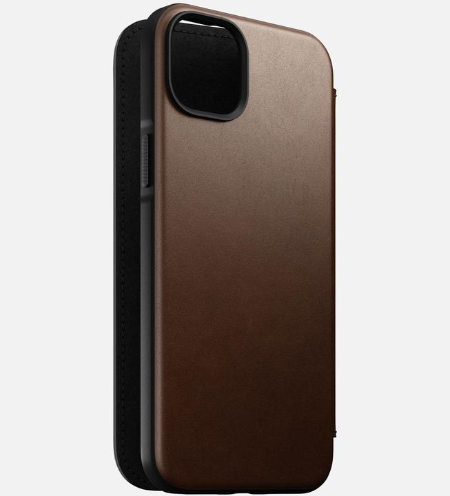 Actual product image Nomad Book Cover Modern Leather Folio iPhone 14 Plus Brown (Apple iPhone 14 Plus)