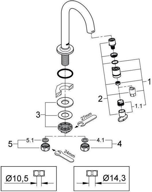Produktbild Grohe Waschtisch-Standventil UNI 1/2Zoll, C-Auslauf hard graphite gebürst