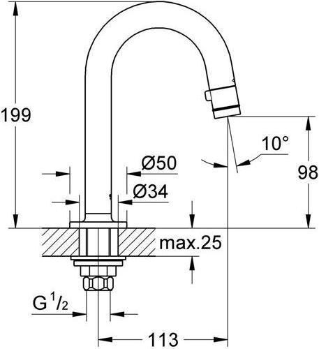 Produktbild Grohe Waschtisch-Standventil UNI 1/2Zoll, C-Auslauf hard graphite gebürst
