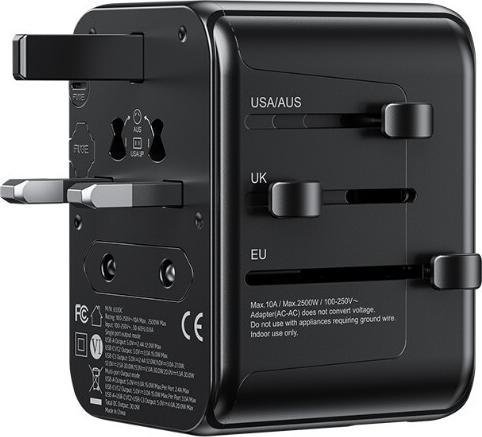 Actual product image Wekome Pop Digital Series EU/UK/US/AU charger/travel adapter + 3x USB-C & 2x USB-A (30 W)
