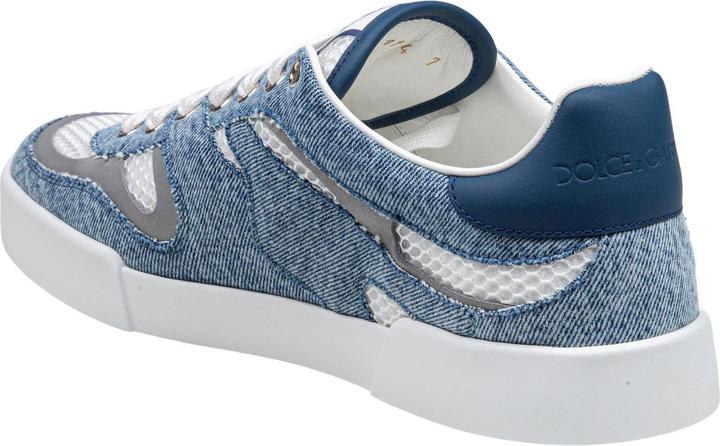 Actual product image Dolce & Gabbana portofino strobel light sneakers in technical mesh denime white and jeans (45)