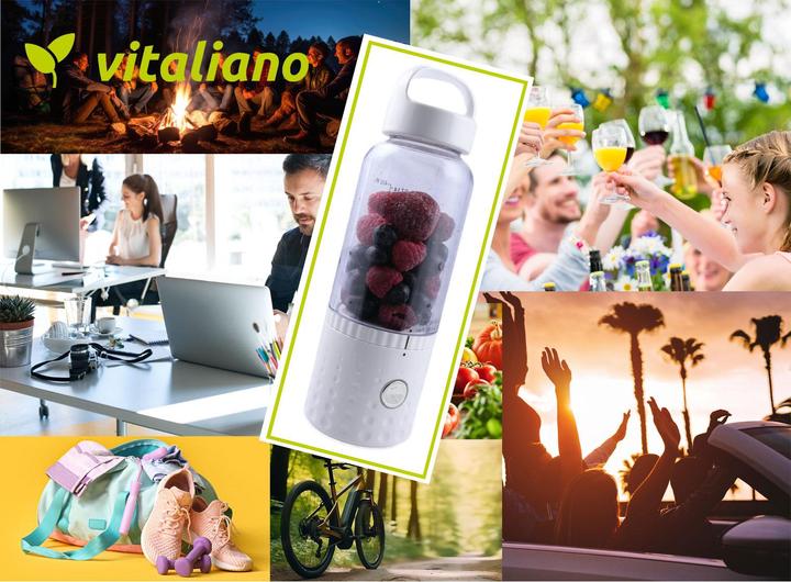Actual product image Vitaliano portable smoothie maker to go, 500ml, interchangeable bottle, USB, dishwasher safe, lightweight (75 W)