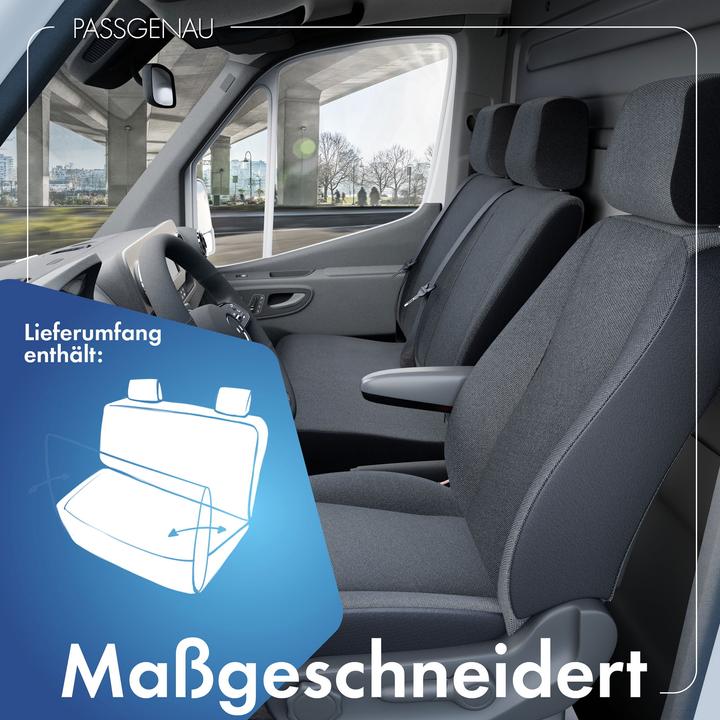 Produktbild Walser Sitzbezüge für VW T5 Doppelbank vorne aus strapazierfähigem Polyester umlegbar ab BJ 09/2009 heute