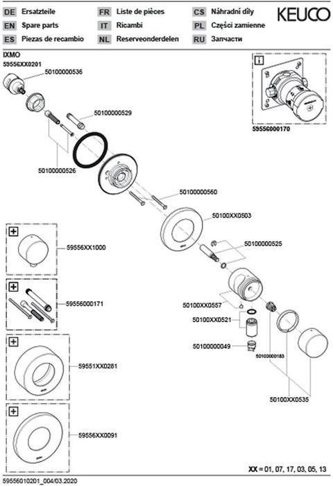Produktbild Keuco 2-Wege-Umstellventil IXMO DN 15 UP m Gri IXMO Pure Ros rd vc Rosette rund verchromt