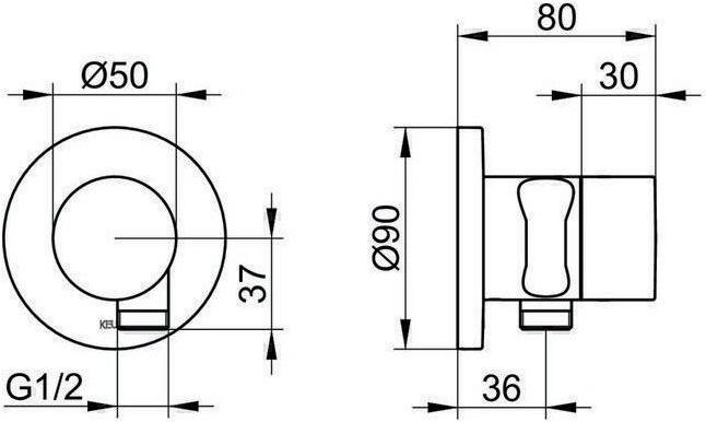 Produktbild Keuco 2-Wege-Umstellventil IXMO DN 15 UP m Gri IXMO Pure Ros rd vc Rosette rund verchromt