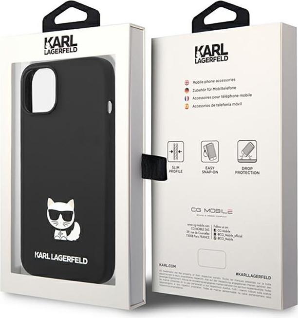 Produktbild Karl Lagerfeld Silicone Cover Choupette Body Logo Black, f??r Apple iPhone 14, KLHCP14SSLCTBK (Apple iPhone 13, Apple iPhone 15, Apple iPhone 14)