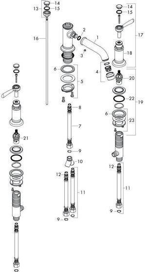 Produktbild hansgrohe 3-L Waschtischarmatur 30 AXOR MONTREUX DN 15 m Hebelgr m ZAG 1 1/4" chr
