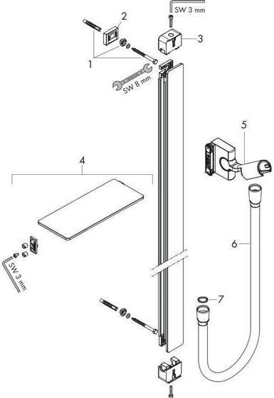 Produktbild hansgrohe HG Brausestange RAINDANCE Unica' E 90cm weiss/chrom
