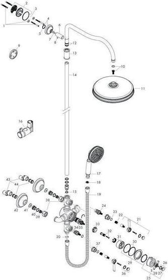 Produktbild Axor Showerpipe MONTREUX DN 15 m Therm. und 1jet Kopfbrause chrom
