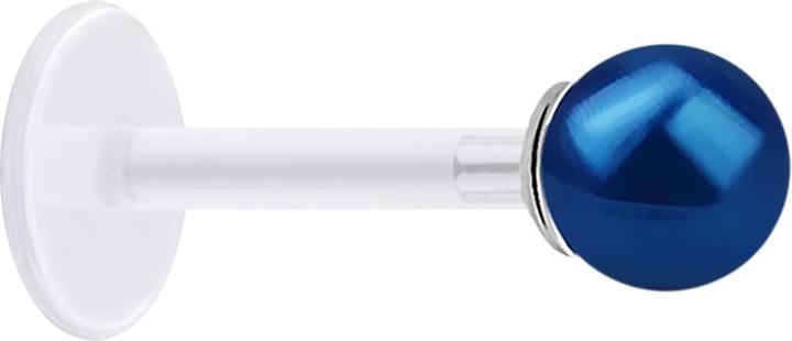 Star Piercing Micro Labret transparent mit Perle Kugel dunkelblau (ohne Messing, 925 Sterlingsilber, Bioflex)