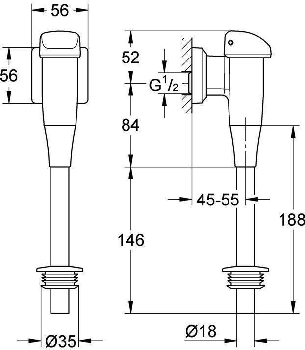 Produktbild Grohe Urinal-Spüler DN 15, Aufputz chrom