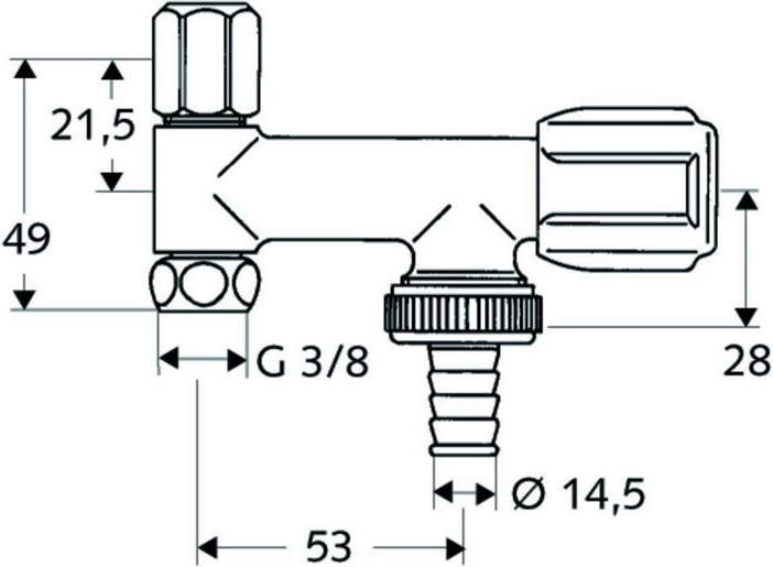 Productafbeelding Schell COMFORT apparaatventiel chroom, voor hoekventielen 3/8inch 3/8inch