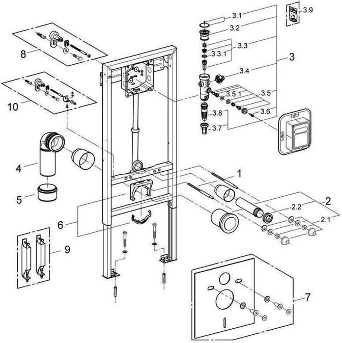 Actual product image Grohe WC element RAPID SL flush valve 6-9 l
