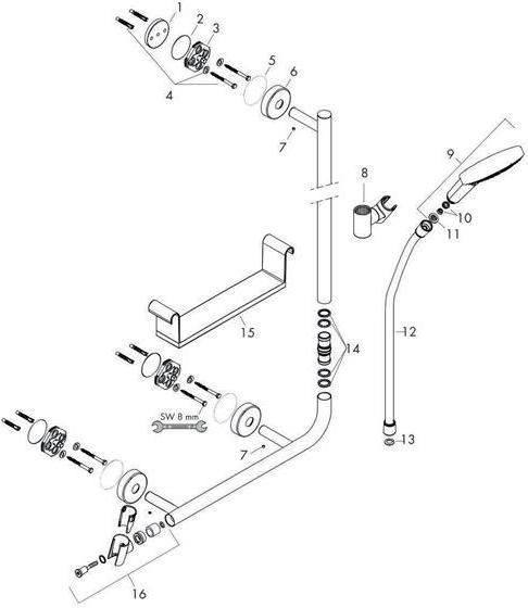Actual product image hansgrohe HG shower set RAINDANCE SELECT S 120 Unica COM Br.set 110cm R EcoSm 9 l/m chr
