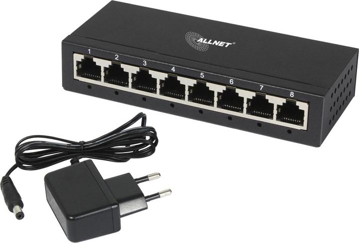 Actual product image Allnet Switch unmanaged Layer2 8 port o 8x 1GbE o Fanless o ALL-SG8008 (8 Ports)